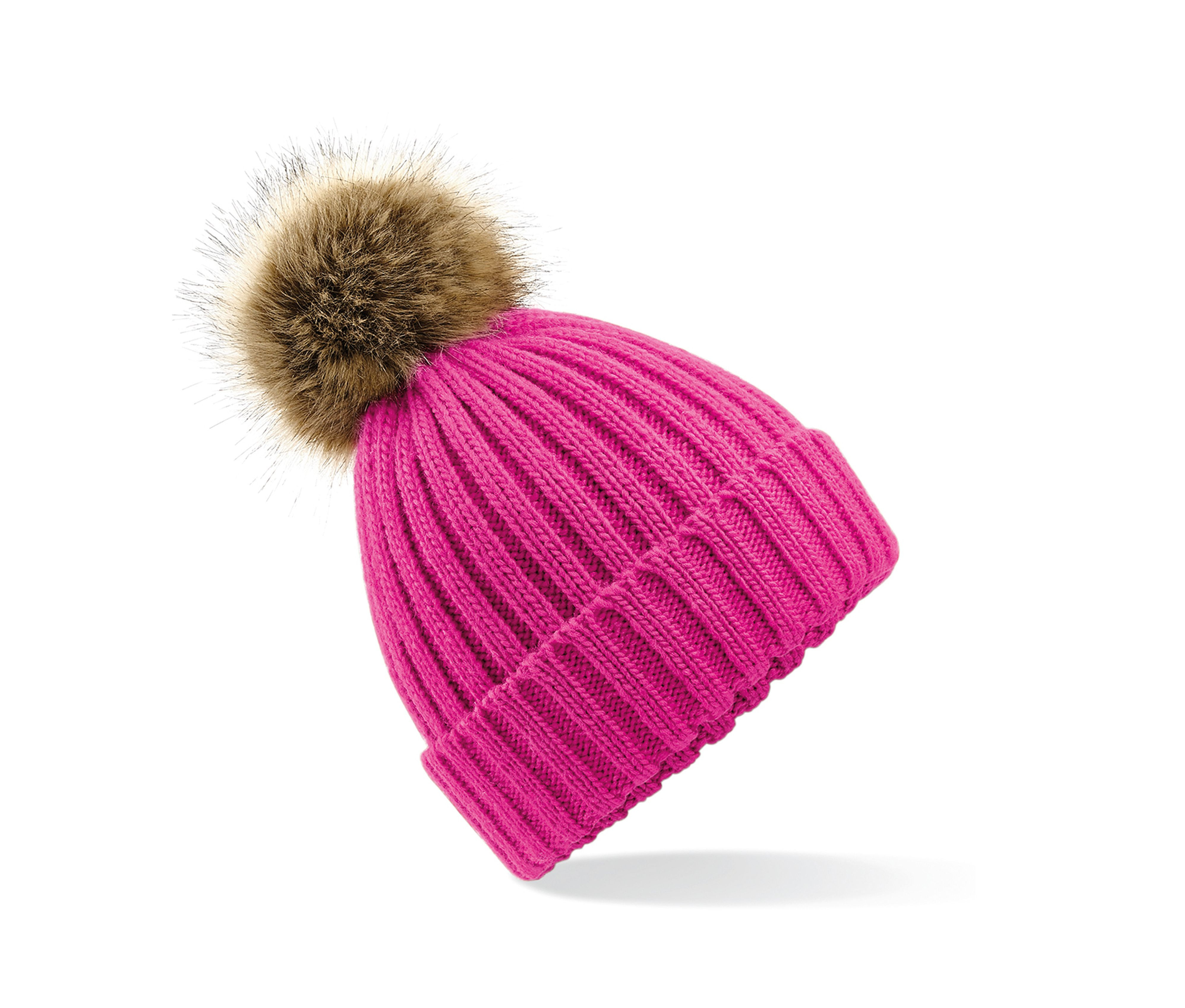 FAUX FUR POP POM CHUNKY BEANIE