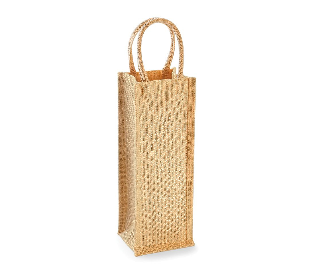 SHIMMER JUTE BOTTLE BAG