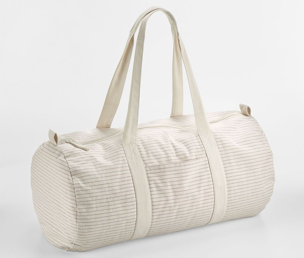 STRIPED ORGANIC COTTON BARREL BAG