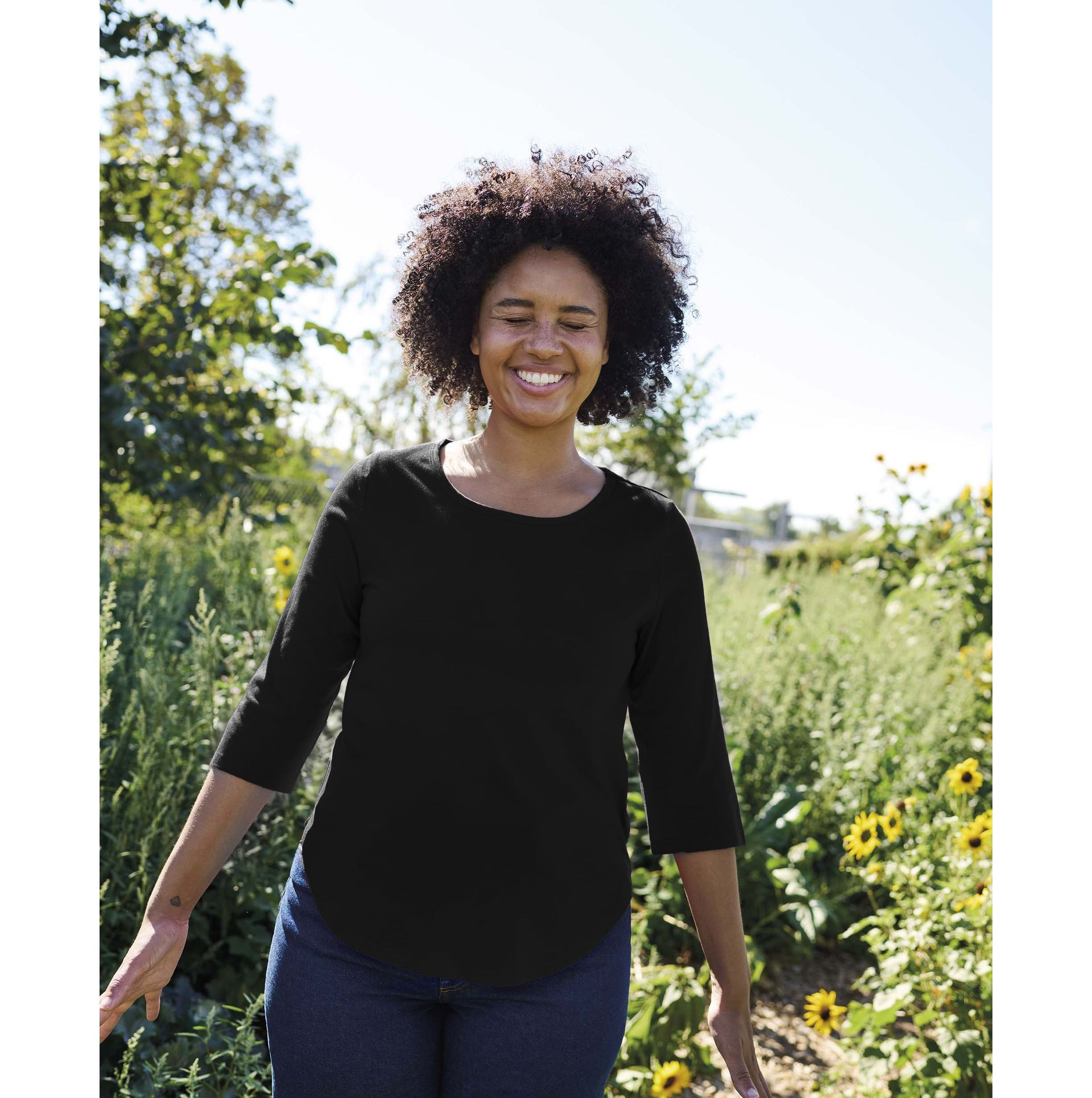 LADIES THREE QUARTER SLEEVE T-SHIRT