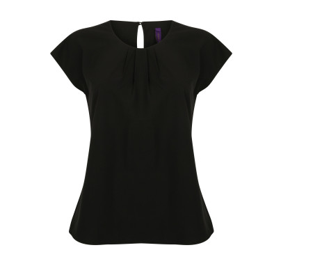 LADIES PLEAT FRONT S/S BLOUSE