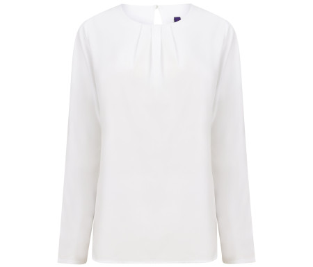 LADIES' PLEAT FRONT LONG SLEEVED BLOUSE