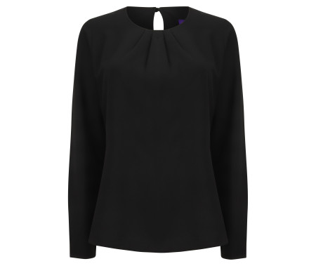 LADIES' PLEAT FRONT LONG SLEEVED BLOUSE