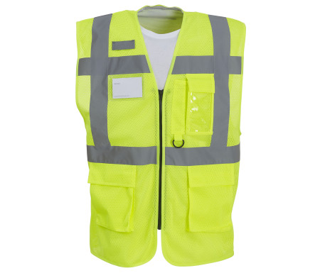 HI-VIS TOP COOL RECYCLED OPEN MESH EXECUTIVE WAISTCOAT