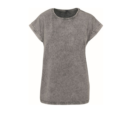 LADIES ACID WASHED EXTENDED SHOULDER TEE