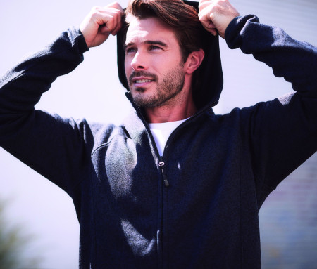 LUX HOODED KNIT FLEECE JACKET FOR MEN