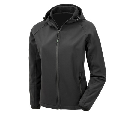 RECYCLED 3-LAYER PRINTABLE WOMENS HOODED SOFTSHELL